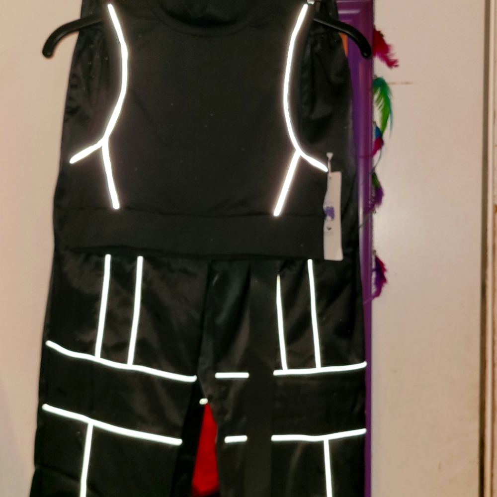 Reflective crop top and pant set
